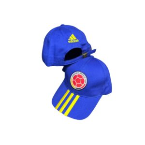 Gorra selección colombia azul rey con franjas amarillas