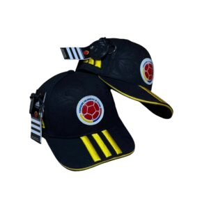 Gorra selección colombia negra con franjas amarillas