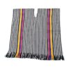 Poncho en algodon rayas negras y tricolor