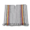 Poncho en algodon blanco con rayas negras y bandera