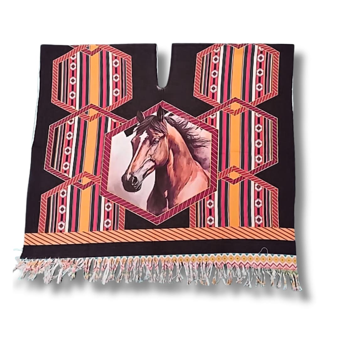 Poncho Sublimado Negro Caballo