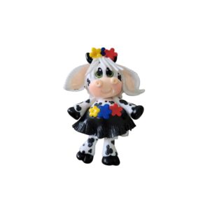 Iman vaca falda negra con flores  porcelana fría