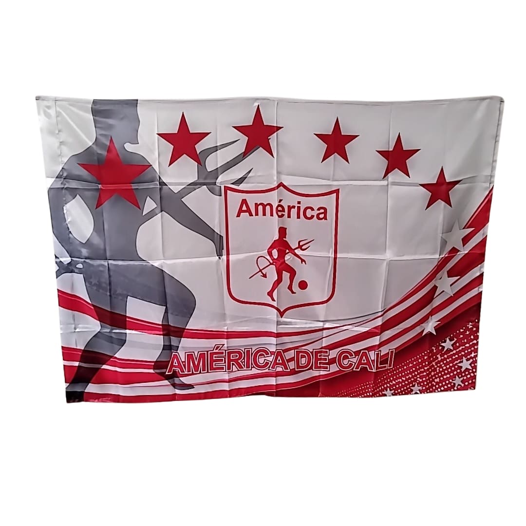 Bandera America de Cali Blanca con Rojo