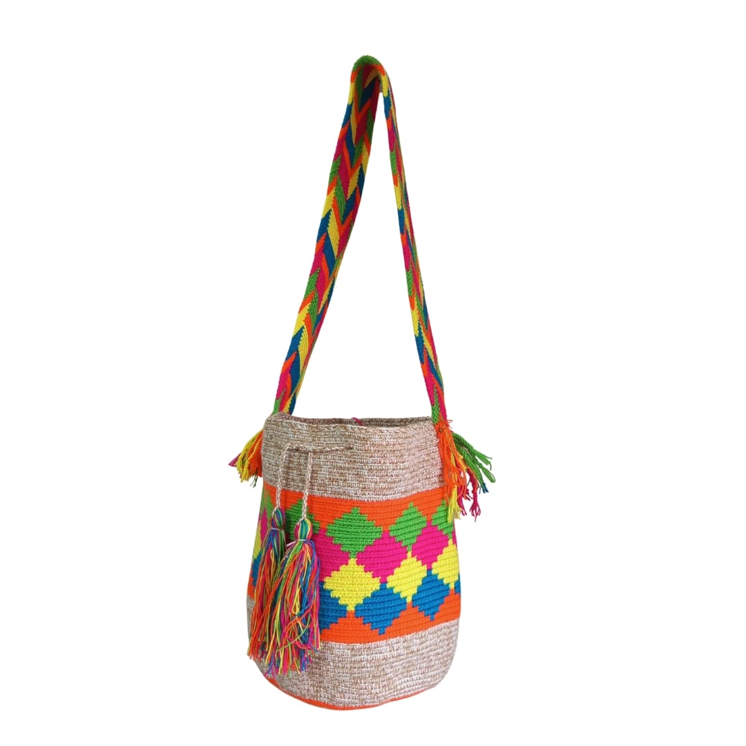 Mochila Wayuu Beige rombos
