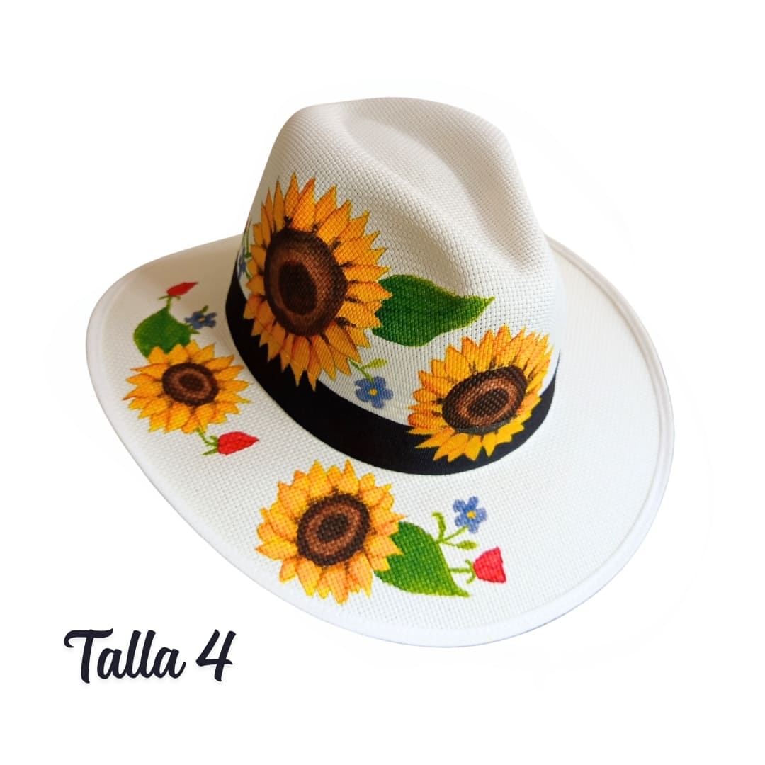 Sombrero pintado girasoles talla 4