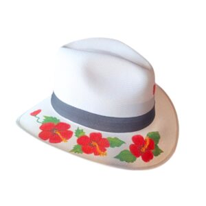 Sombrero pintado flores rojas