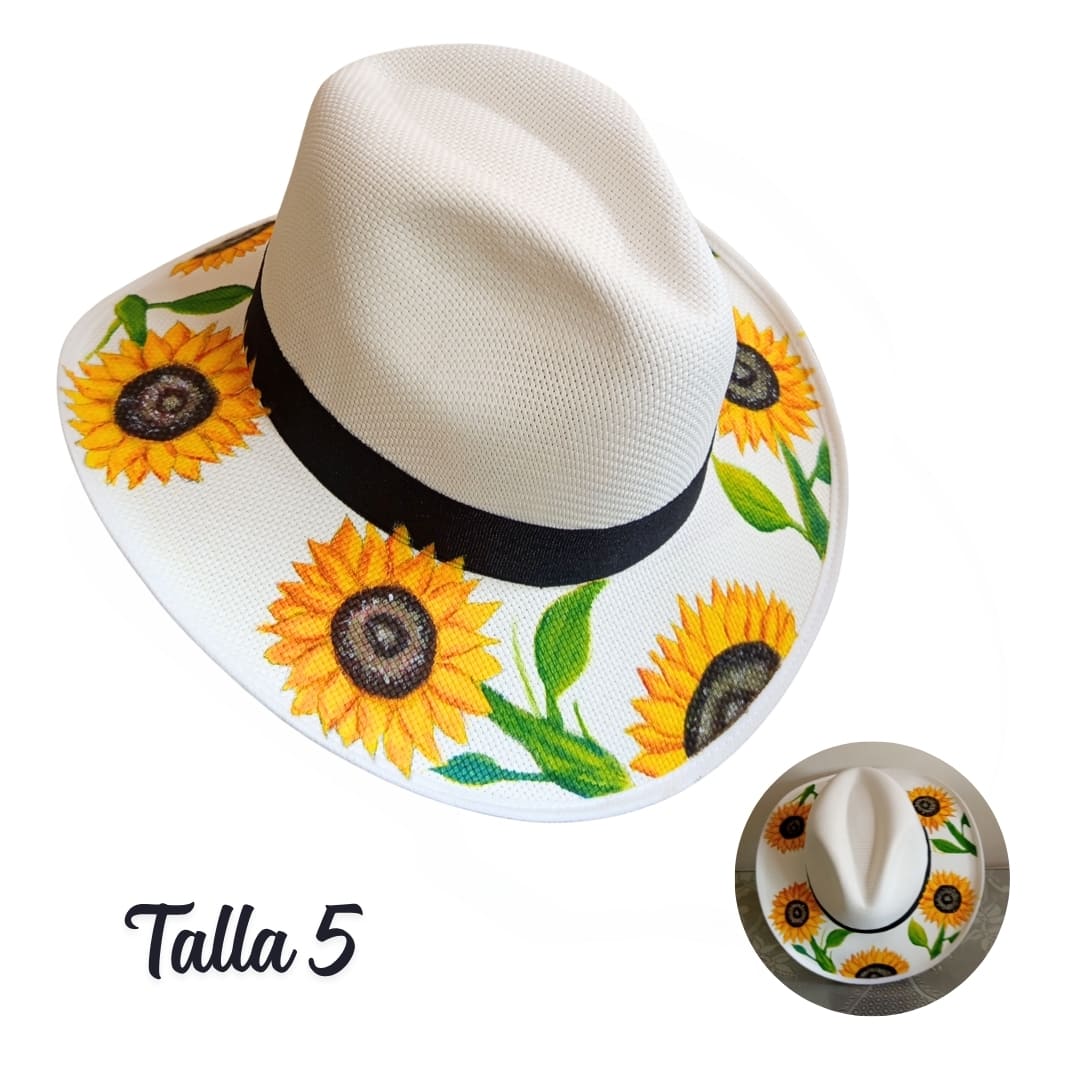 Sombrero pintado girasoles talla 5