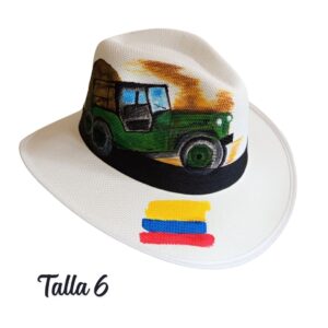 Sombrero pintado jeep verde talla 6