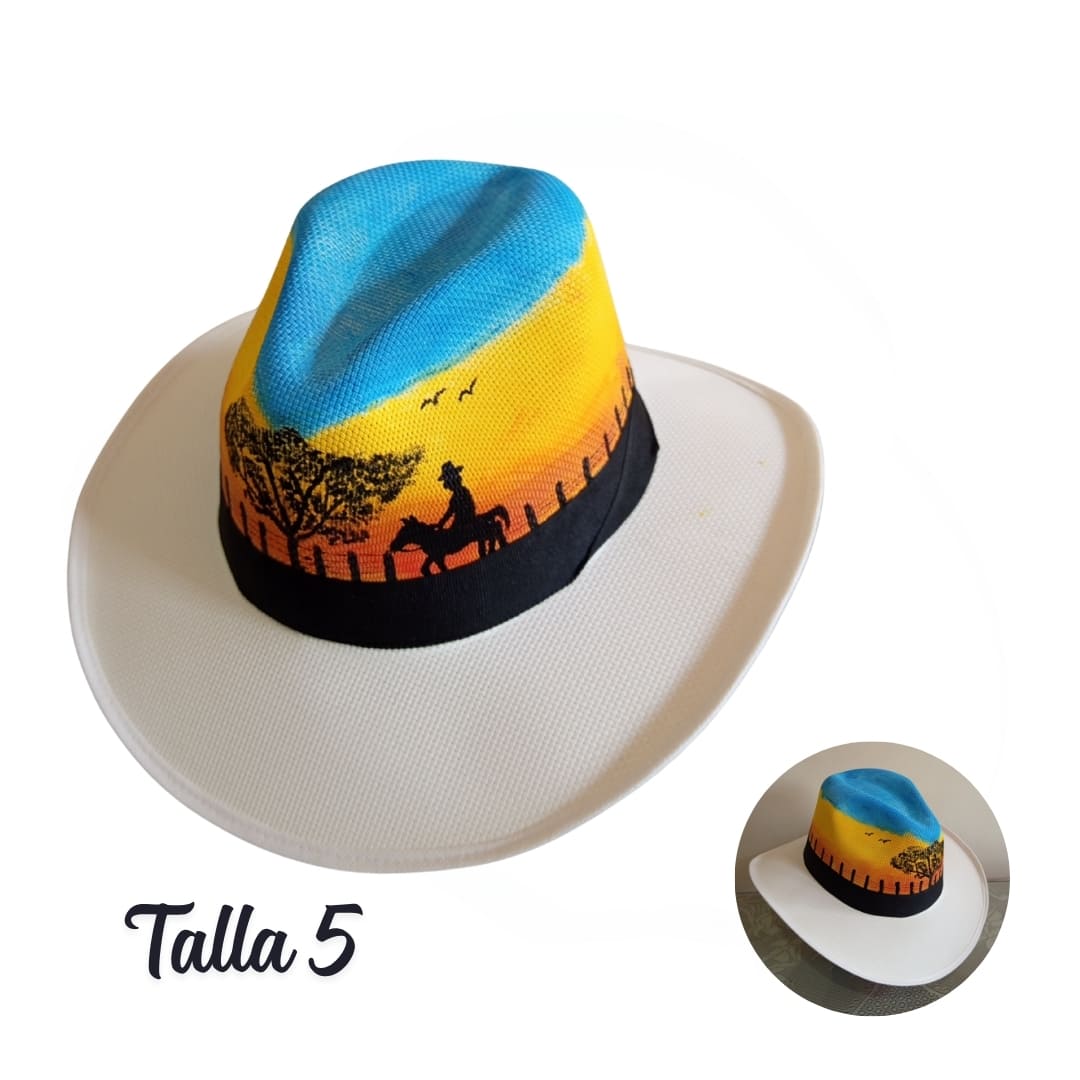 Sombrero pintado atardecer llanero talla 5