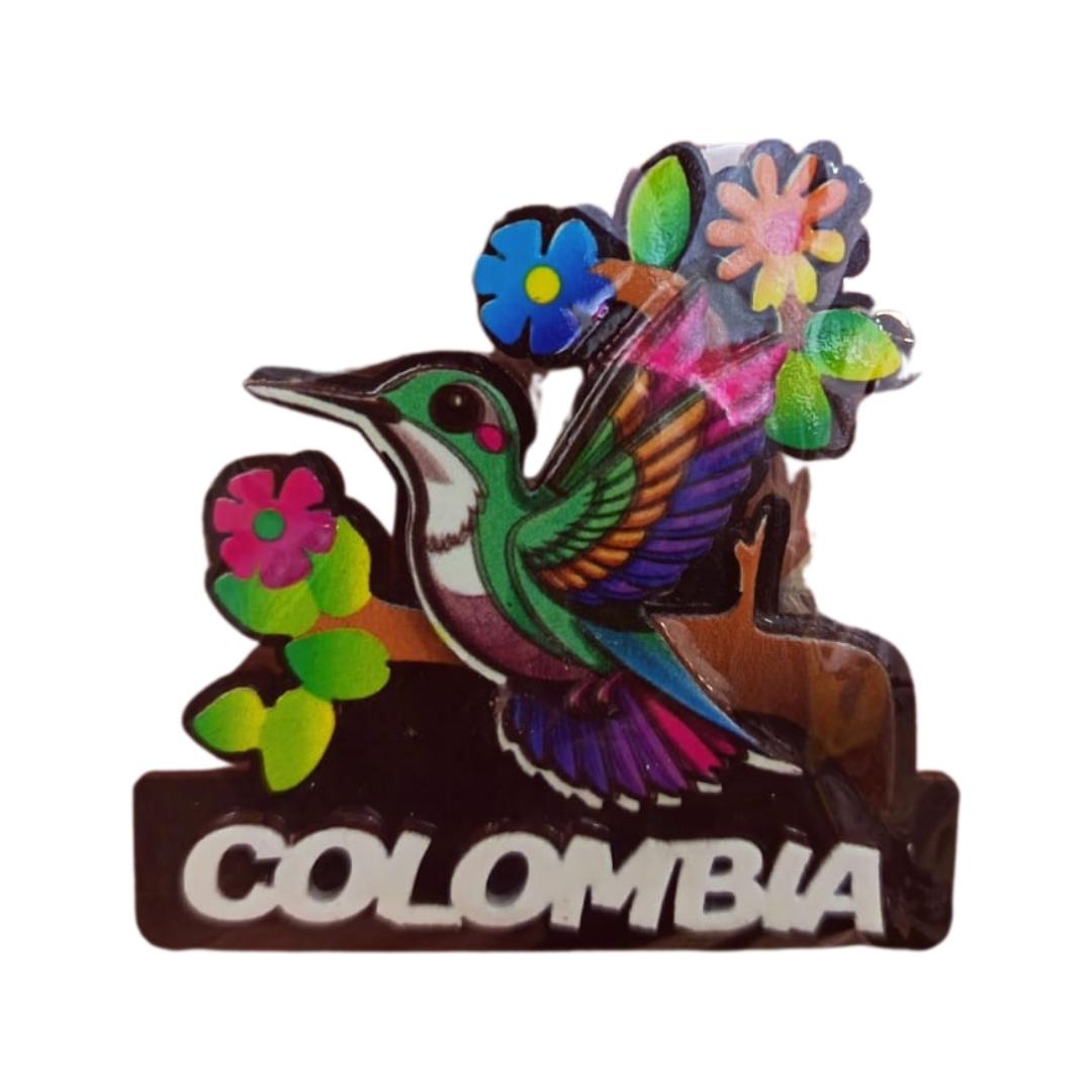 Imán colibrí flores