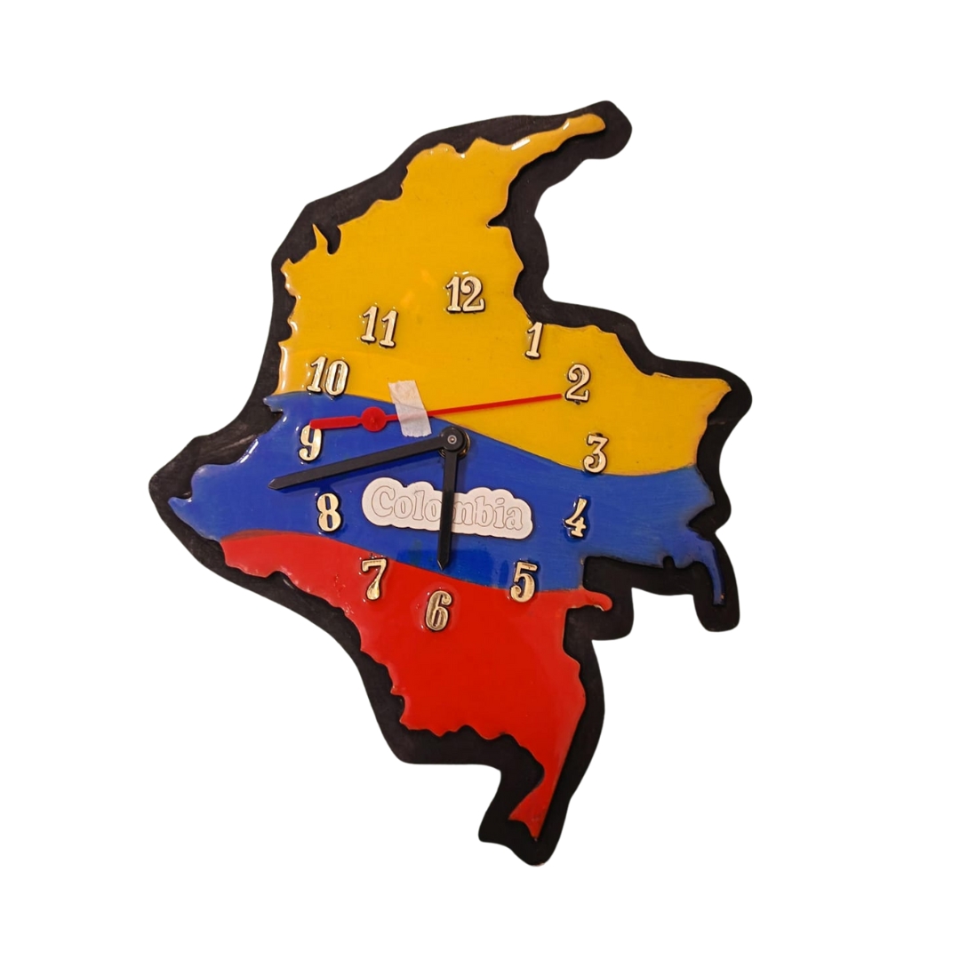 Reloj de pared mapa de Colombia