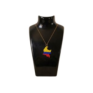 collar mapa colombia colores Collar mapa de Colombia tricolor en mostacilla miyuki