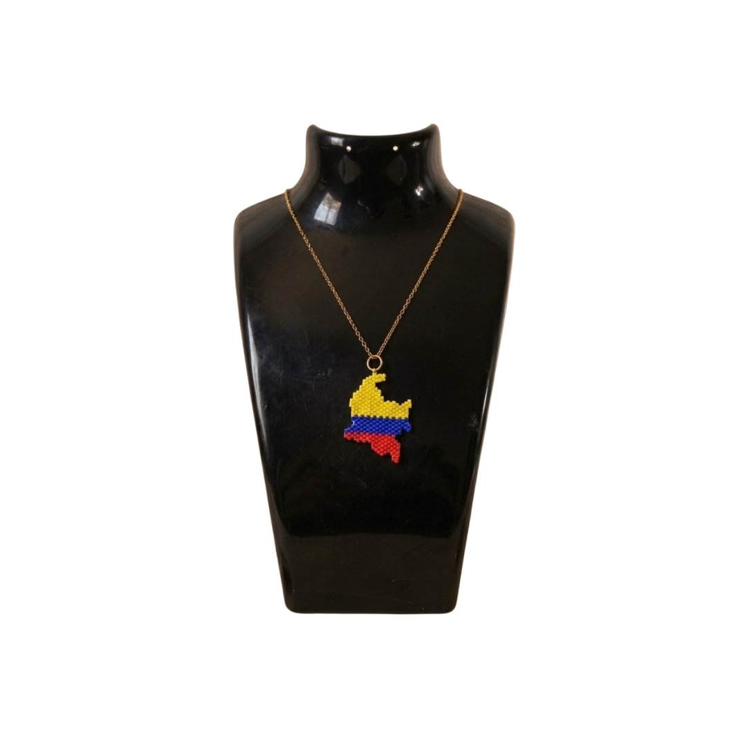 Collar mapa de Colombia tricolor en mostacilla miyuki